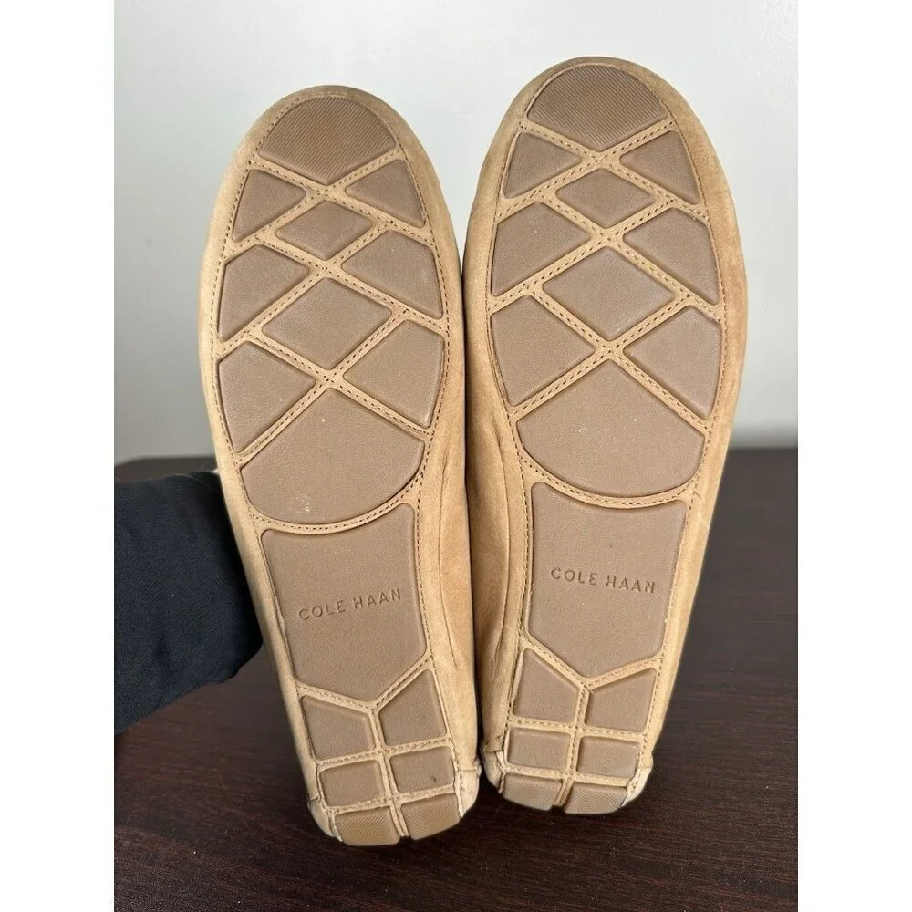 Cole Haan Evelyn Bow Driver Loafer Birch Beige Nubuck Size 9.5 Women’s